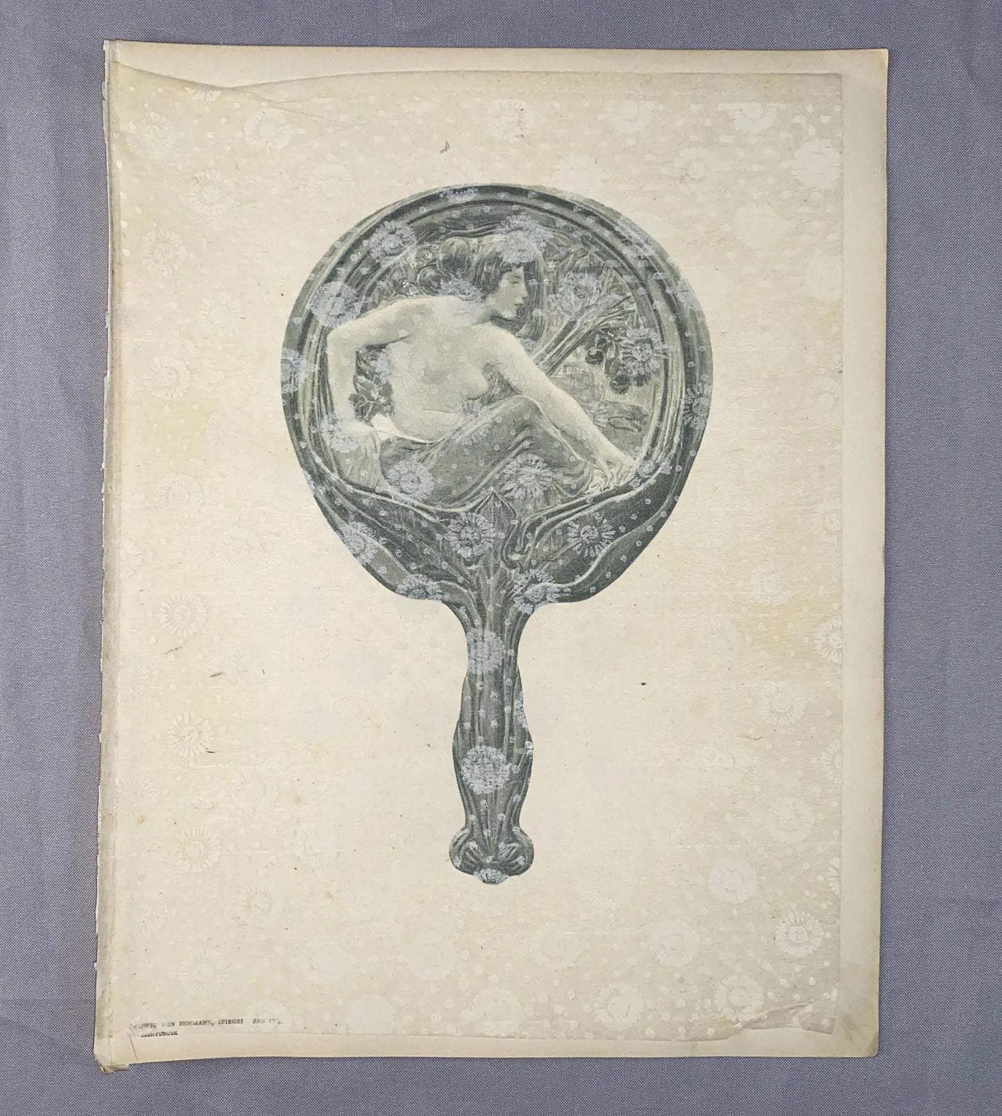 Jugendstil Original Ludwig Hofmann Studie 1900 | Akt Ornament Spiegelmotiv