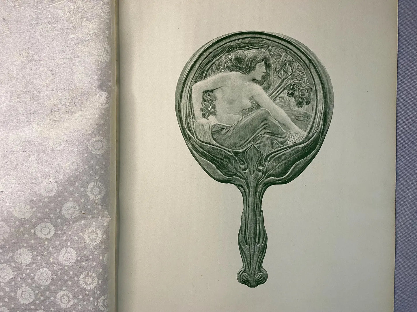 Jugendstil Original Ludwig Hofmann Studie 1900 | Akt Ornament Spiegelmotiv