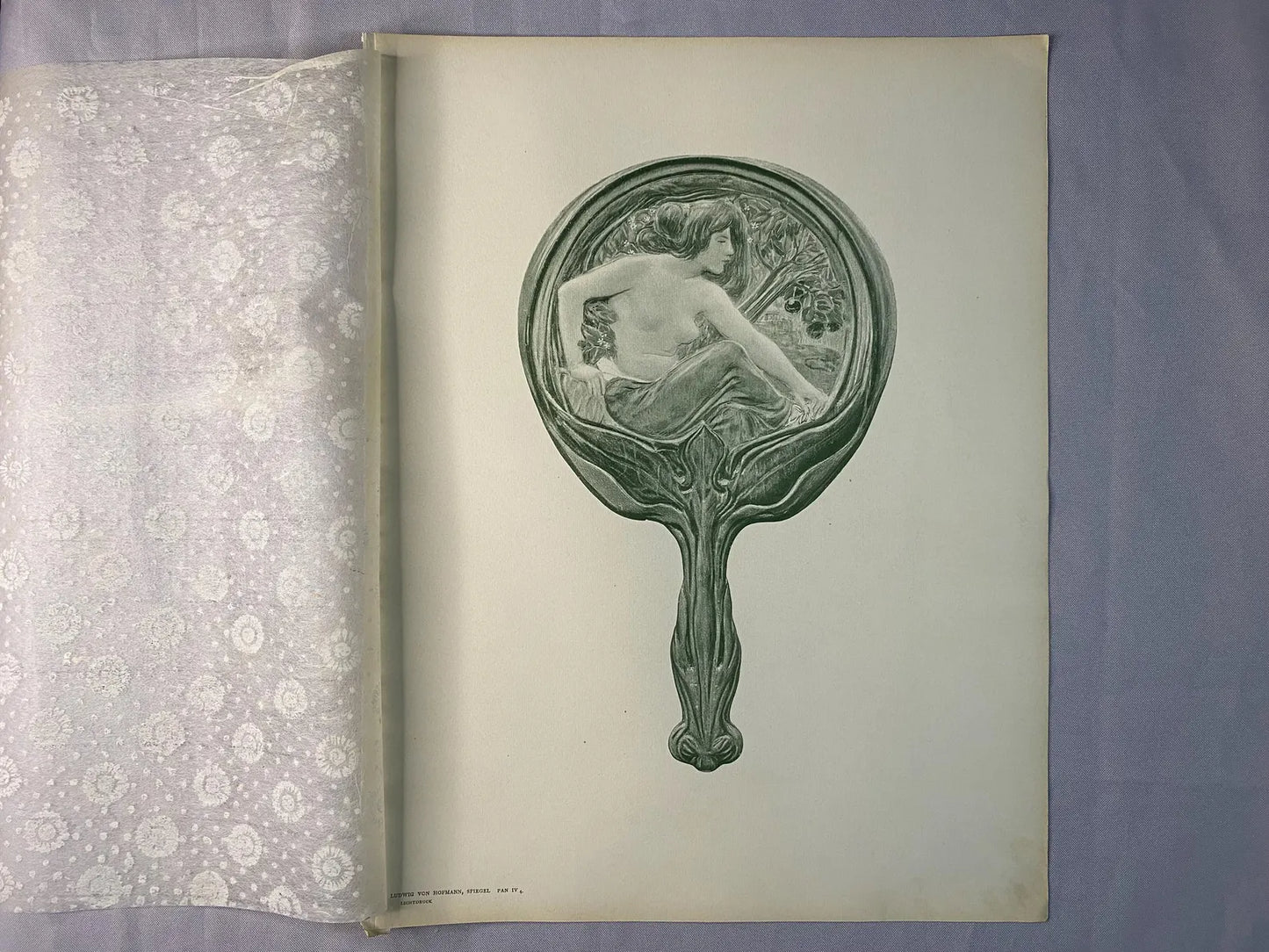 Jugendstil Original Ludwig Hofmann Studie 1900 | Akt Ornament Spiegelmotiv