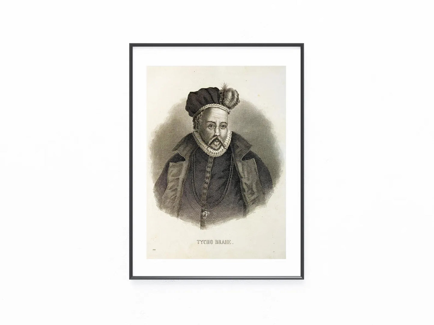 1856 Tycho Brahe Original Stahlstich | Astronomie Porträt Wissenschaft Universum