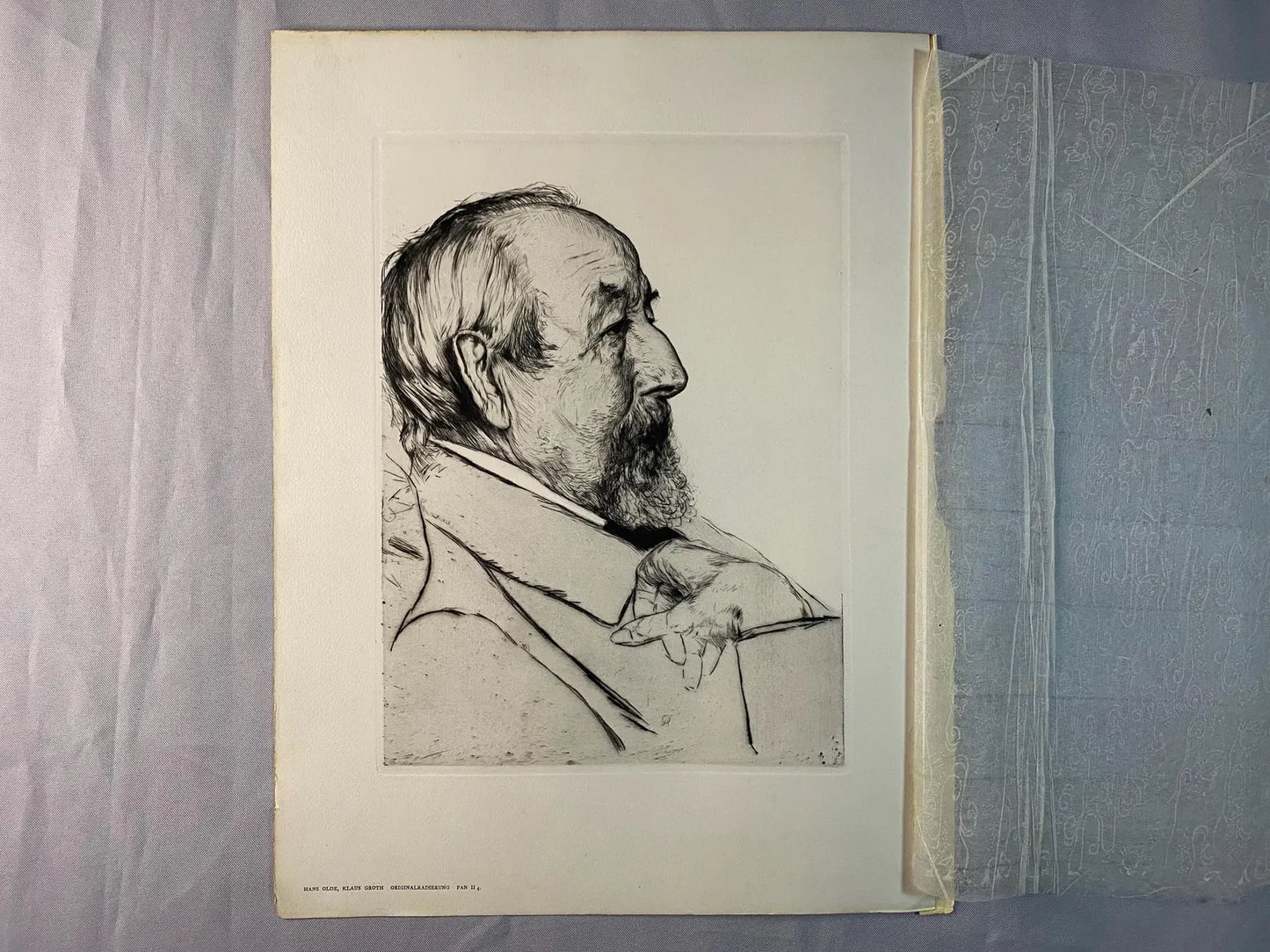 1895 Original Radierung Hans Olde Klaus Groth | Porträt des Dichters PAN
