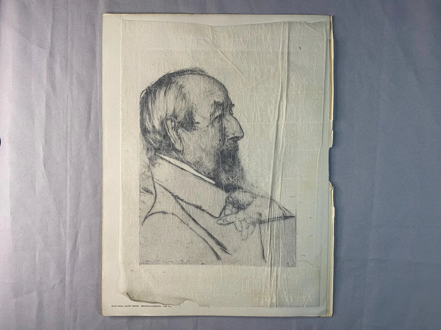 1895 Original Radierung Hans Olde Klaus Groth | Porträt des Dichters PAN