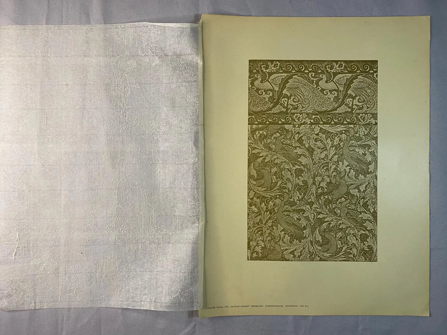 Original Jugendstil Druck Dekor mit Pfauen 1900 | Ornamentale Art Nouveau Kunst
