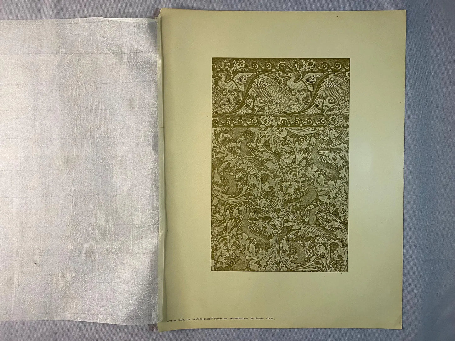 Original Jugendstil Druck Dekor mit Pfauen 1900 | Ornamentale Art Nouveau Kunst