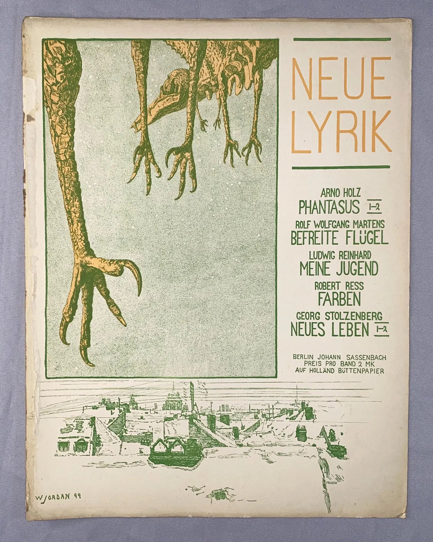 1899 Original Jugendstil Druck Neue Lyrik | Cover Illustration W. Jordan Grafik
