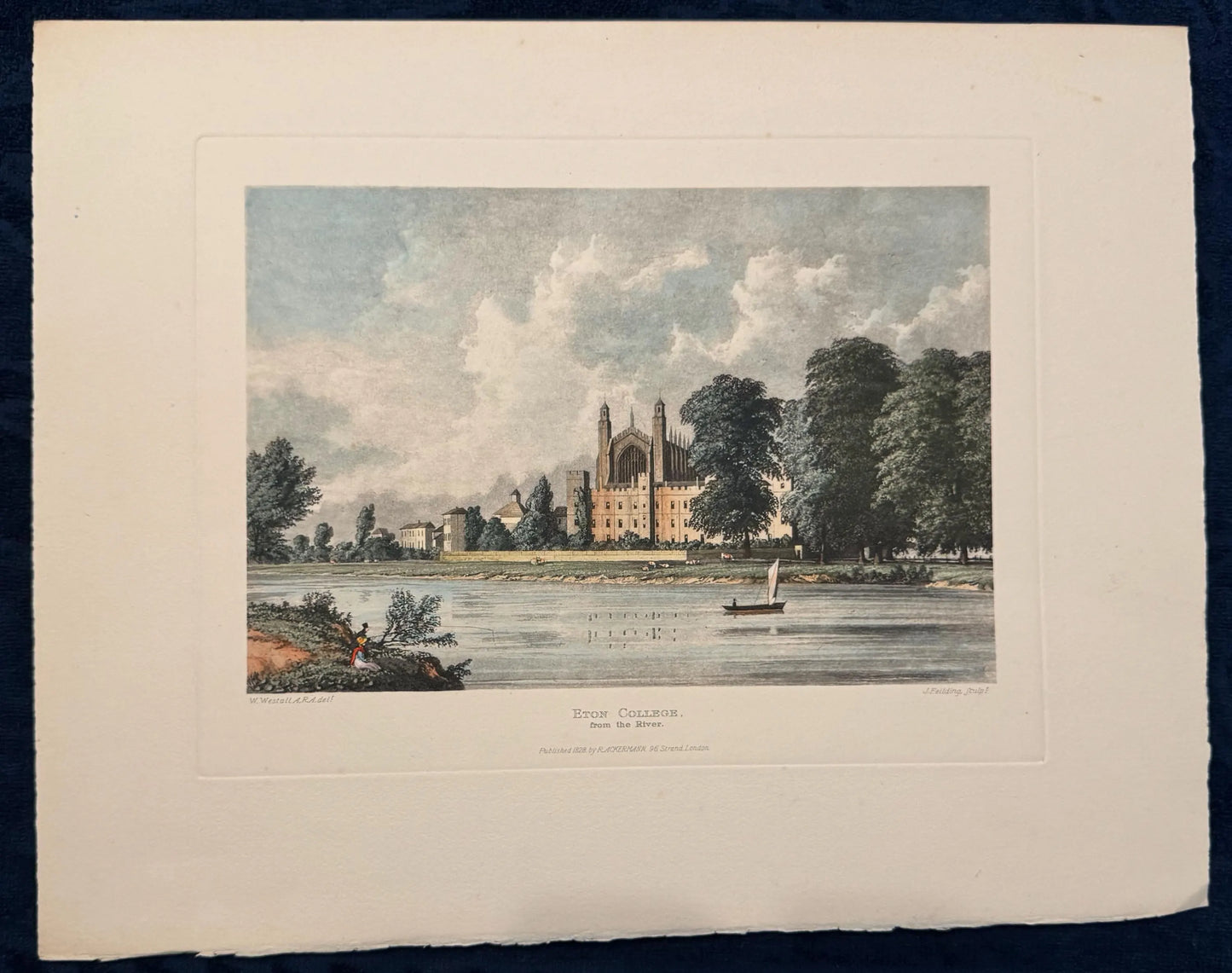 Original Eton College Tafel 1816 Englische Architekturansicht