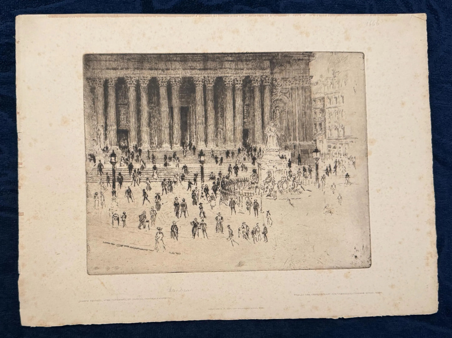 Originalradierung London Tafel 1880 The Pavement von Joseph Pennell