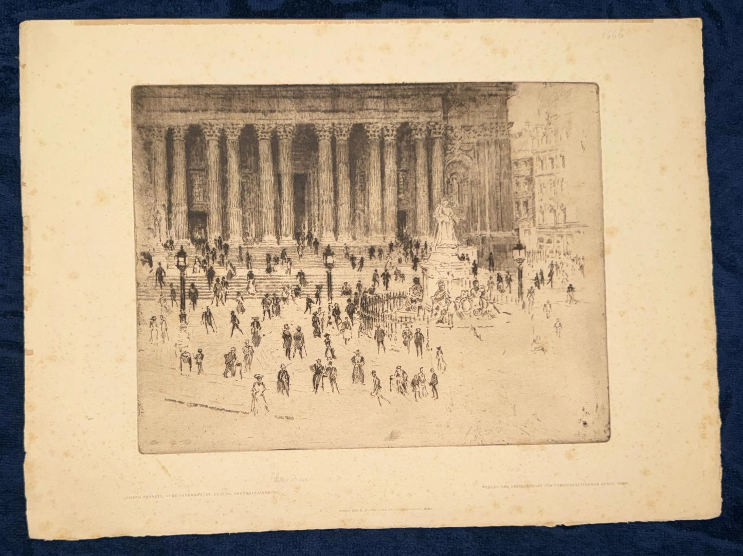 Originalradierung London Tafel 1880 The Pavement von Joseph Pennell