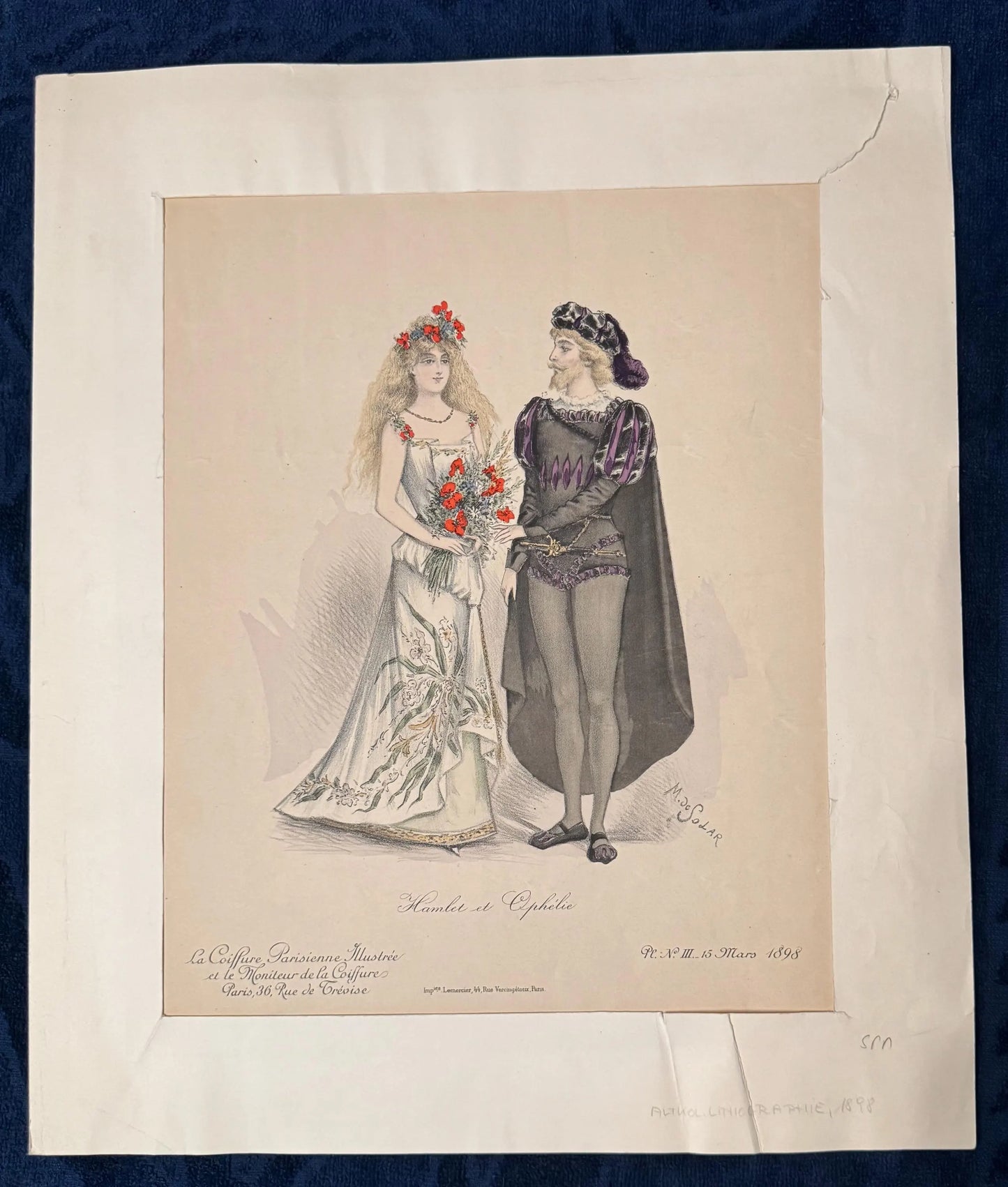 Original Hamlet & Ophélie Tafel 1898 Theaterkostüme