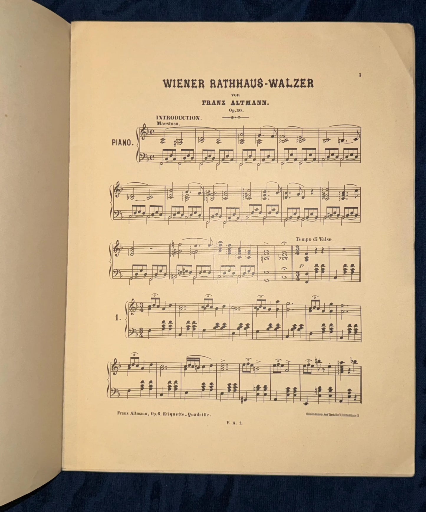Original Wiener Rathaus-Walzer 1902 Notenheft mit Signatur