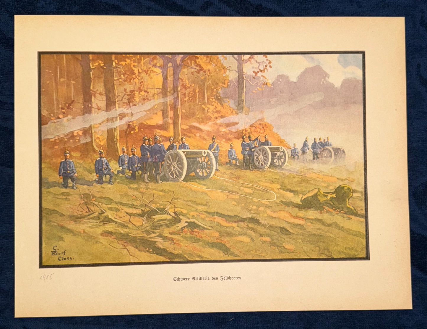 Original Druck 1915 Schwere Artillerie des Feldheeres