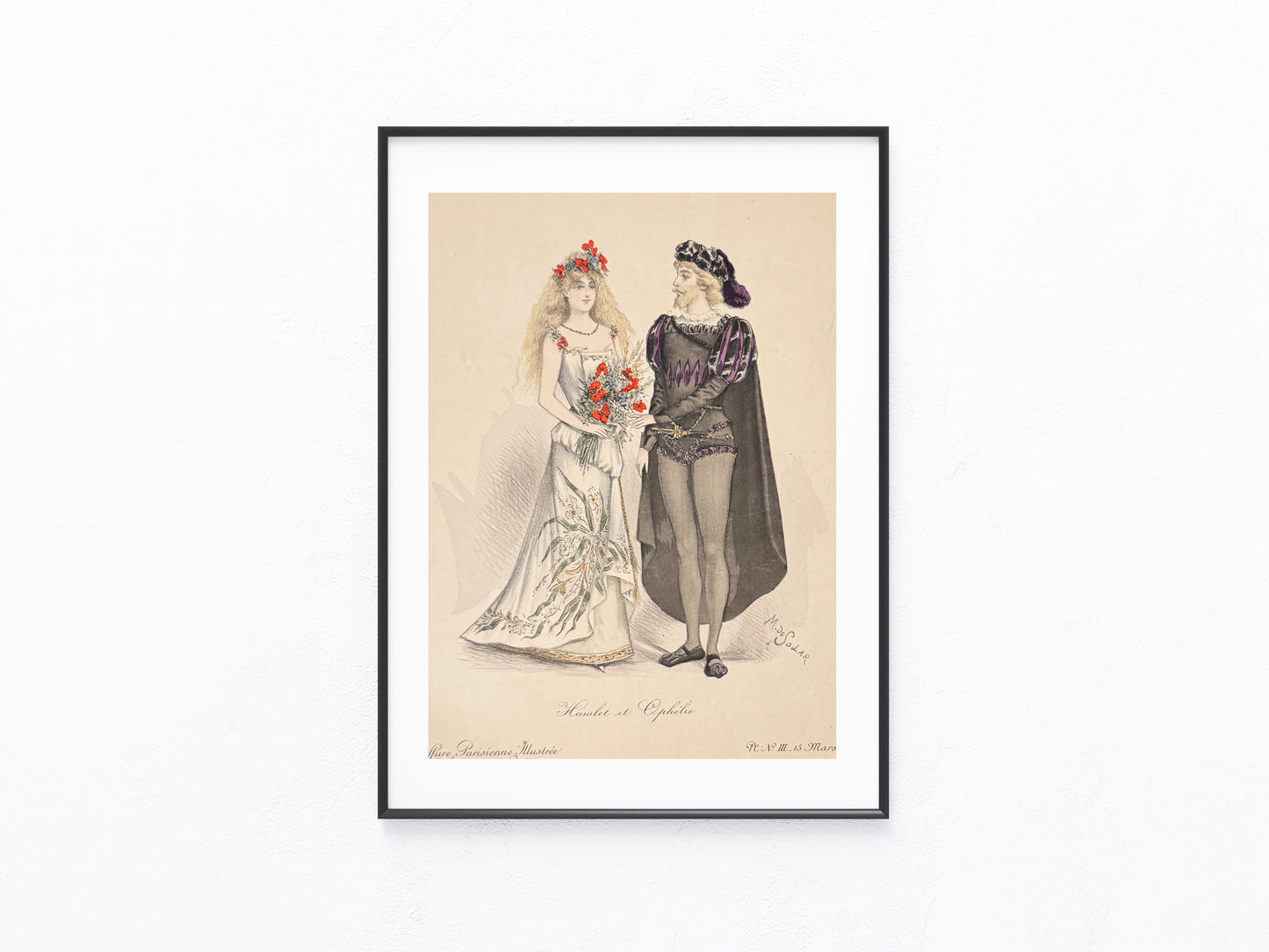 Original Hamlet & Ophélie Tafel 1898 Theaterkostüme