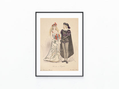 Original Hamlet & Ophélie Tafel 1898 Theaterkostüme