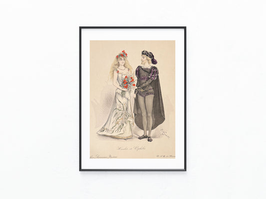 Original Hamlet & Ophélie Tafel 1898 Theaterkostüme