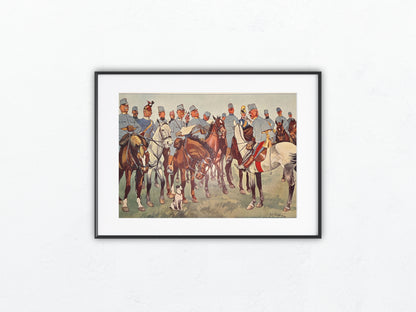 Original Militärkarikatur 1910 Besprechung von Fritz Schönpflug