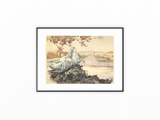 Original Schloss Schönbrunn Ansicht 1925 | Kolorierte Illustration