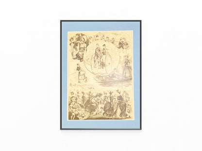 Original Mode-Tafel 19. Jahrhundert Strandtoiletten Bademode