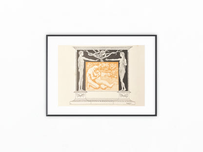 Jugendstil-Druck Adam & Eva mit Baum der Erkenntnis