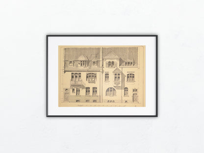 Original Architektur 1900 Jugendstil Wohnhaus Fassade | Vintage Druck