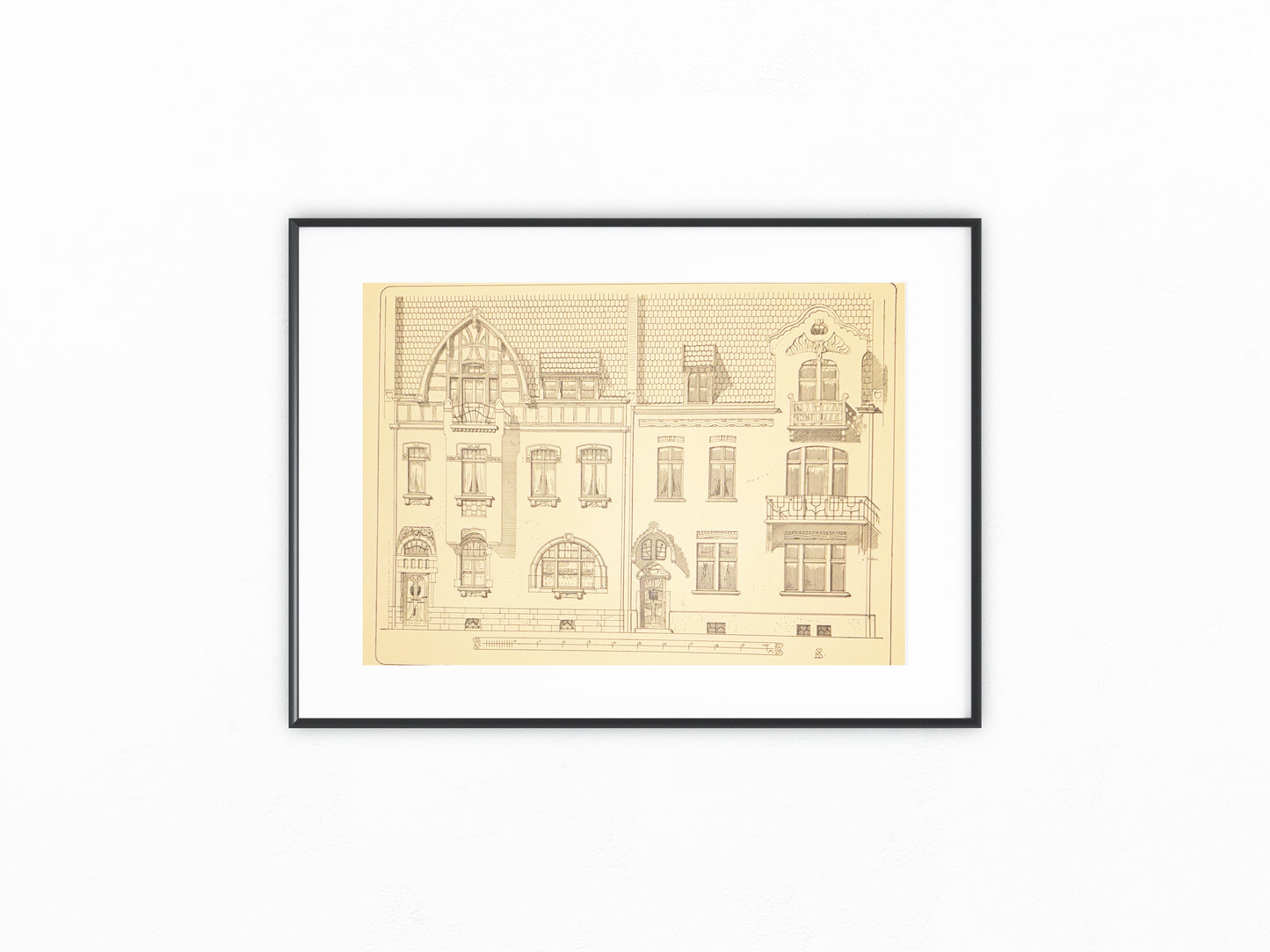 Original Architektur Jugendstil Wohnhaus Fassade 1900 | Vintage Druck