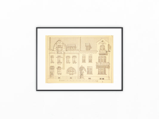 Original Architektur Jugendstil Wohnhaus Fassade 1900 | Vintage Druck