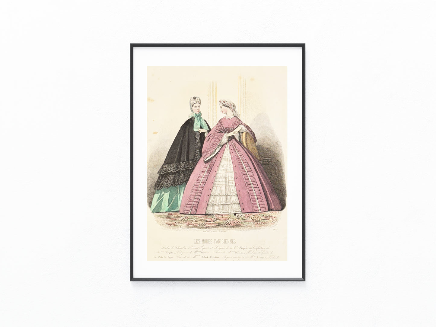 Les Modes Parisiennes 1863 | Altcolorierte Damenmode