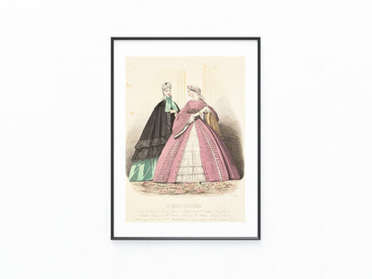 Les Modes Parisiennes 1863 | Altcolorierte Damenmode