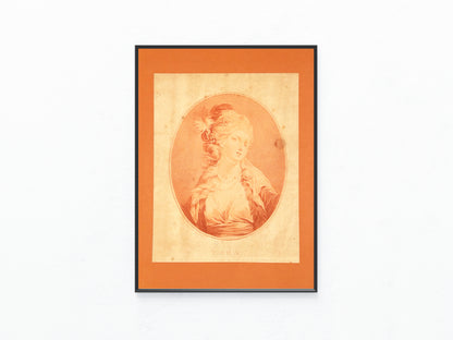 1820 Original Rötelstich ZARA | Klassizistisches Damenporträt
