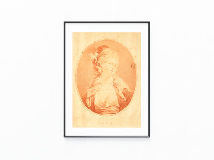 1820 Original Rötelstich ZARA | Klassizistisches Damenporträt