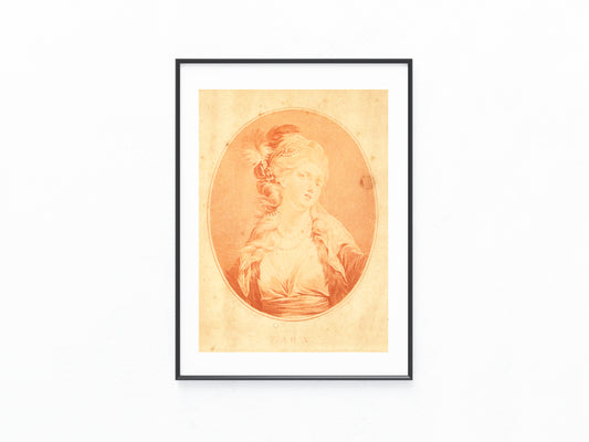 1820 Original Rötelstich ZARA | Klassizistisches Damenporträt