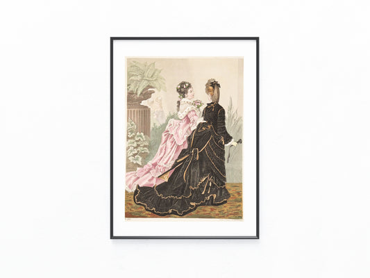 1875 Original Modekupfer Boudoir | Historische Damenmode