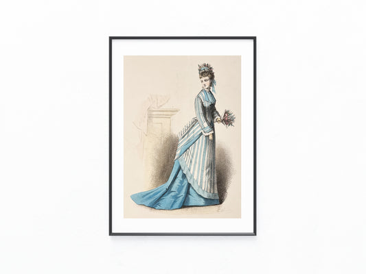 Damenmode Paris 1870 Original  | Altcolorierter Stich