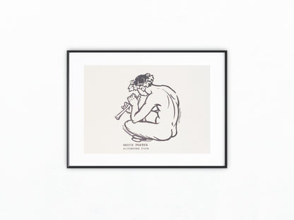Bruce Porter Flötender Faun Jugendstil 1900 | Original Grafik Mythologie | Vintage Art Nouveau