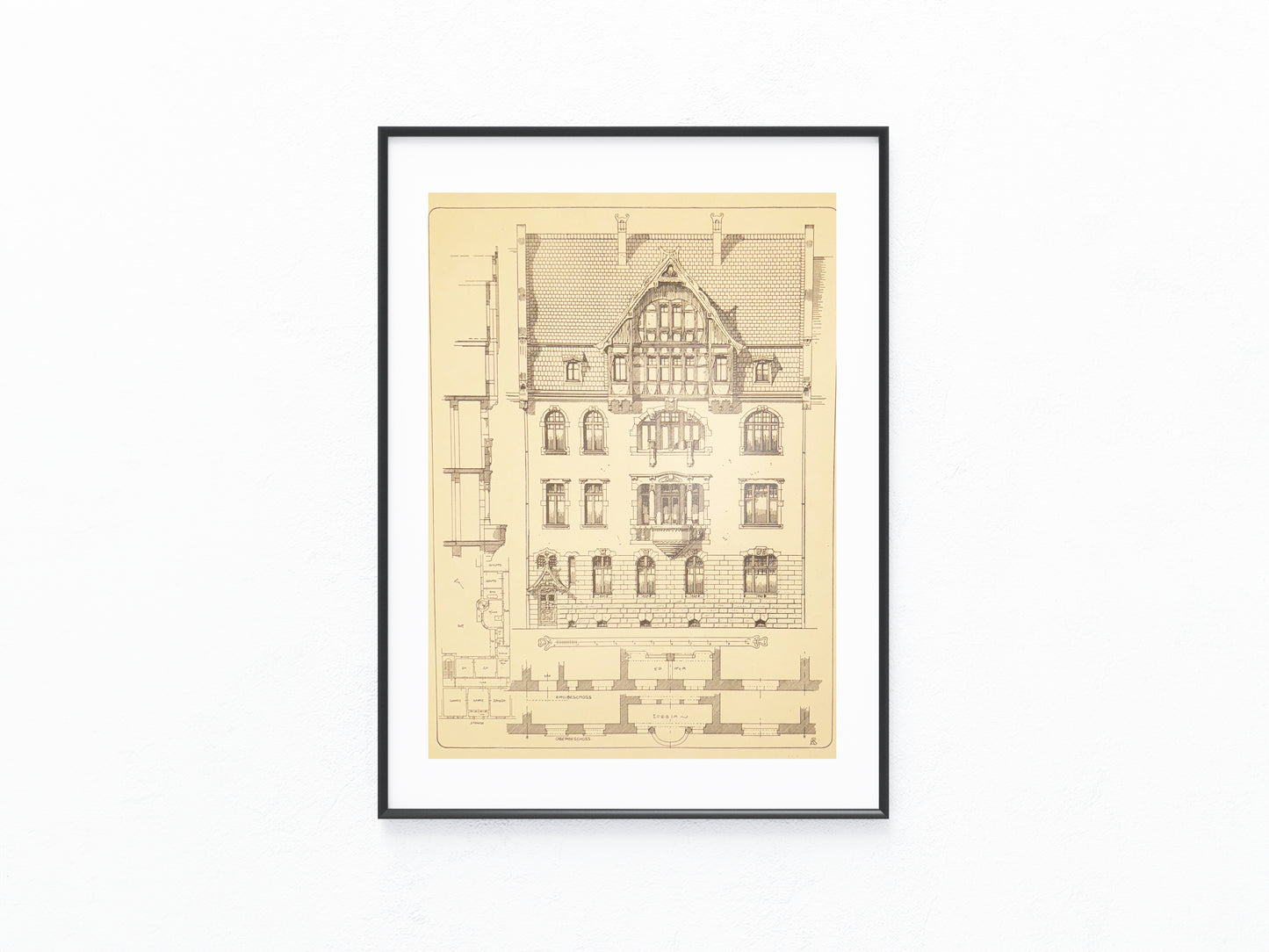 Original Architektur Jugendstil Wohnhaus Fassade 1900 | Vintage Druck