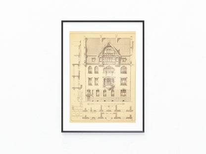 Original Architektur Jugendstil Wohnhaus Fassade 1900 | Vintage Druck