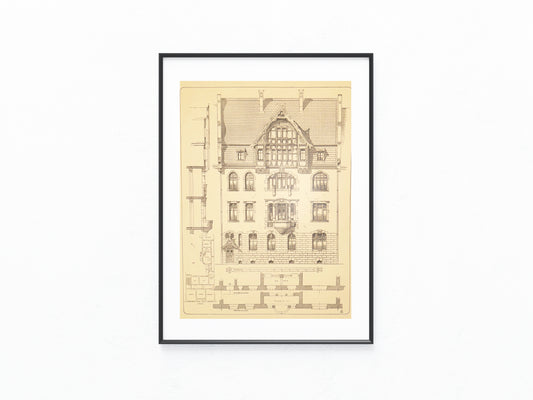 Original Architektur Jugendstil Wohnhaus Fassade 1900 | Vintage Druck