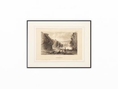 Original Stahlstich Dürnstein 1850 | Österreich Wachau | Blick auf Donau Burgruine