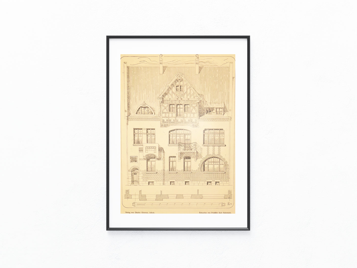 Historische Architektur Tafel 1900 Wohnhaus | Baukunst Vintage Druck