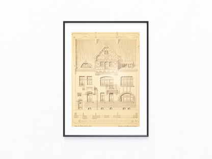 Historische Architektur Tafel 1900 Wohnhaus | Baukunst Vintage Druck