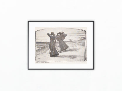 Jugendstildruck Ludwig von Hofmann Am Strande 1900 | Original Grafik Frauen am Meer | Vintage