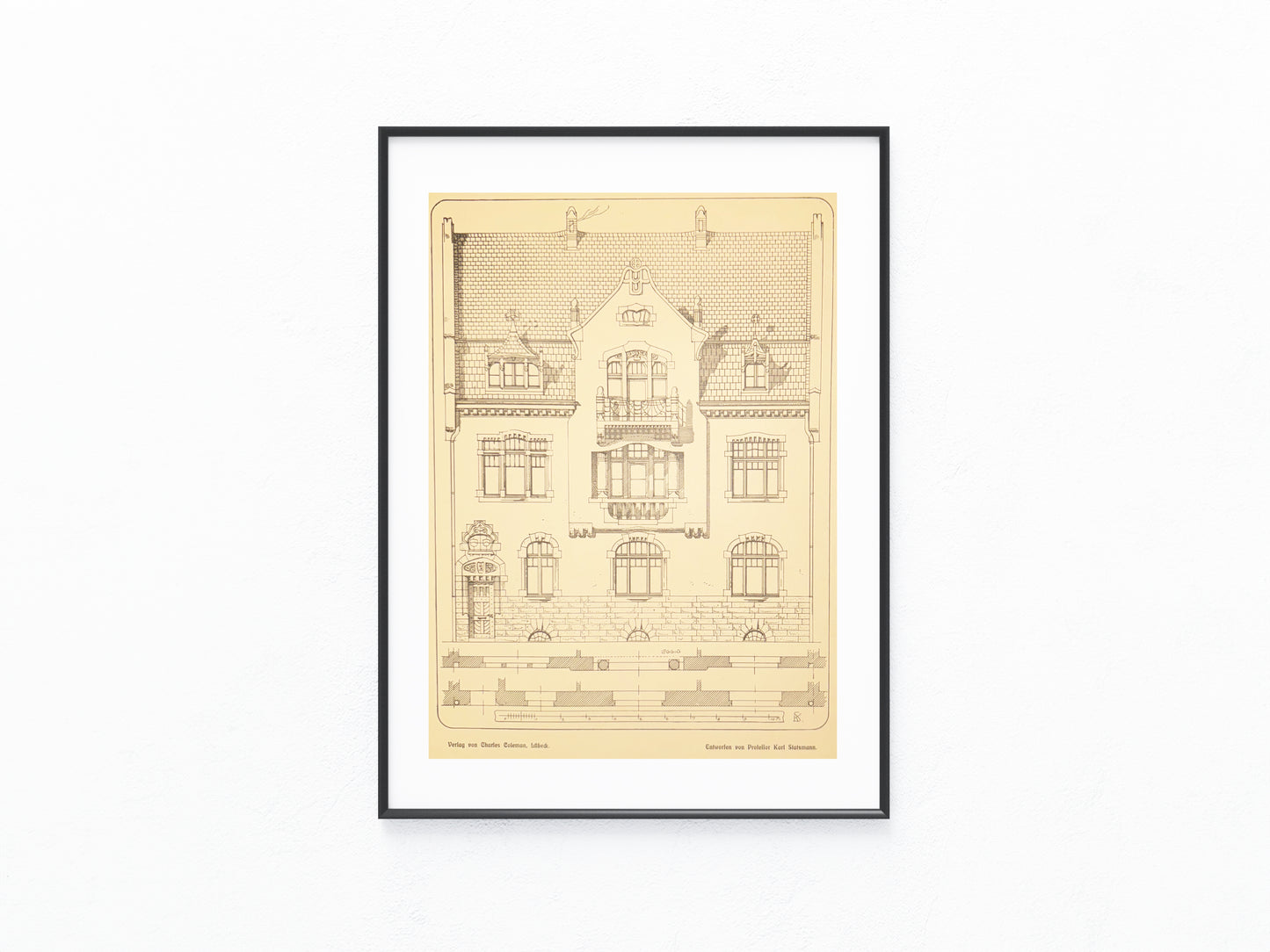 Historische Architektur Tafel 1900 Wohnhaus | Baukunst Vintage Druck