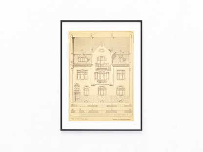Historische Architektur Tafel 1900 Wohnhaus | Baukunst Vintage Druck
