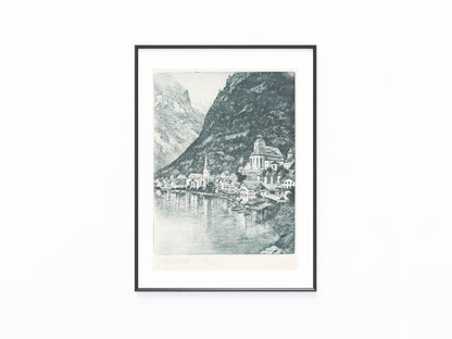 Hallstatt Radierung 1925 signierter Originaldruck
