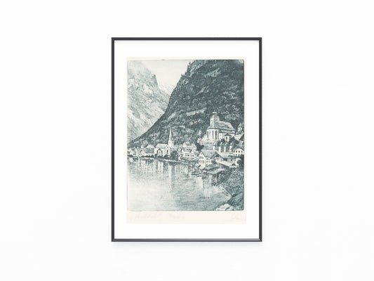 Hallstatt Radierung 1925 signierter Originaldruck