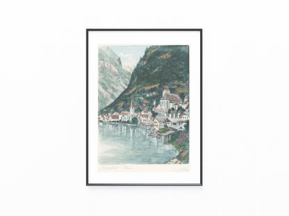 Hallstatt kolorierte Radierung 1925 | signiertes Original