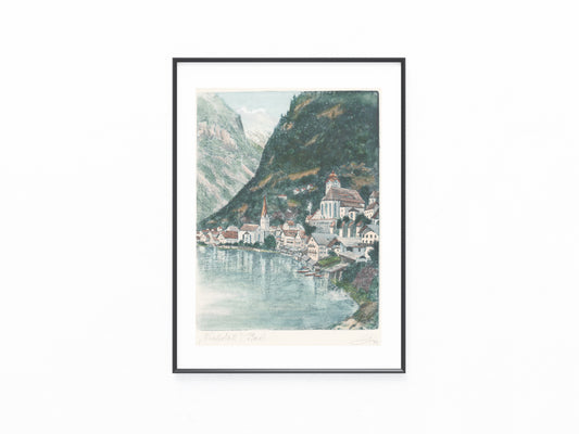 Hallstatt kolorierte Radierung 1925 | signiertes Original