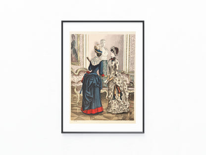 1884 Original Rokoko Mode Rüschen Hutmode Damenmode
