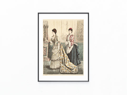 Mode-Tafel Original 1884 Gesellschaftskleider mit Schleppe | Damenmode