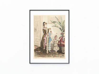 Mädchen Kindermode Original Modegrafik 1882 Frauen- & Kinderkleidung