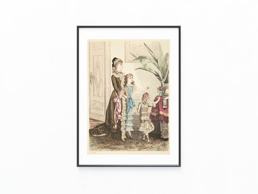 Mädchen Kindermode Original Modegrafik 1882 Frauen- & Kinderkleidung